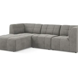 Modularer Samt-Ecksofa linksseitig 3-sitzig ALOHA grau