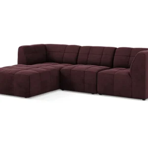 Modularer Samt-Ecksofa linksseitig für 3 Personen ALOHA burgunderrot