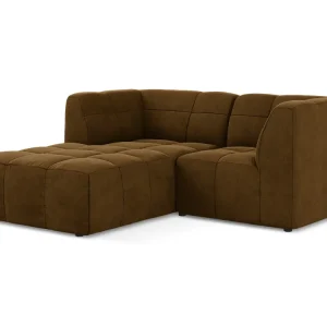 Modularer Samt-Ecksofa linksseitig für 2 Personen ALOHA senfgelb