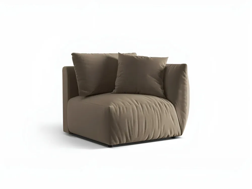 Modulares Samtsofa CHRIS - rechte Element Hellbraun