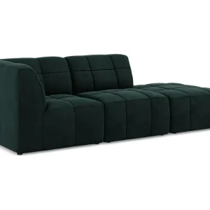 Modulares Samtsofa linksseitig offen 3-sitzig ALOHA grau-grün