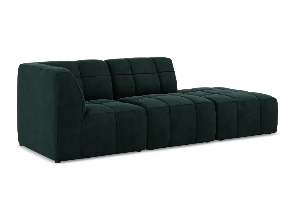 Modulares Samtsofa linksseitig offen 3-sitzig ALOHA grau-grün