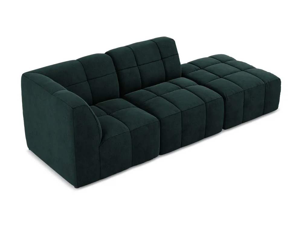 Modulares Samtsofa linksseitig offen 3-sitzig ALOHA grau-grün