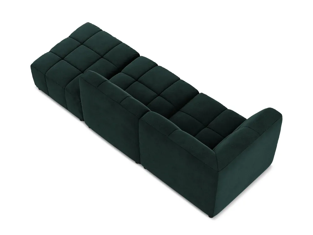 Modulares Samtsofa linksseitig offen 3-sitzig ALOHA grau-grün