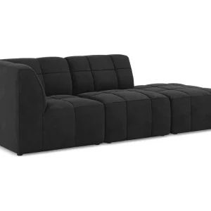 Modulares Samtsofa linksseitig offen 3-sitzig ALOHA schwarz