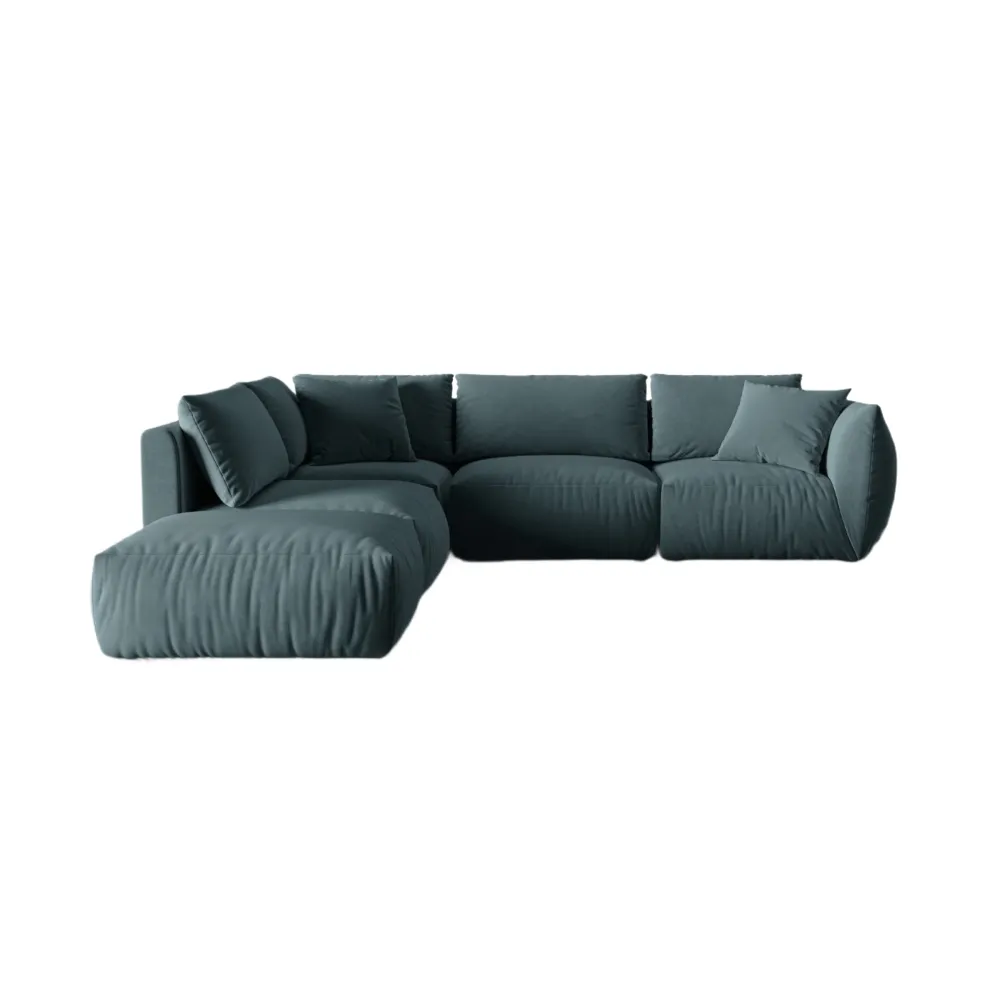 Modulares Samtsofa für 4 Personen, linksseitig, CHRIS Hellblau