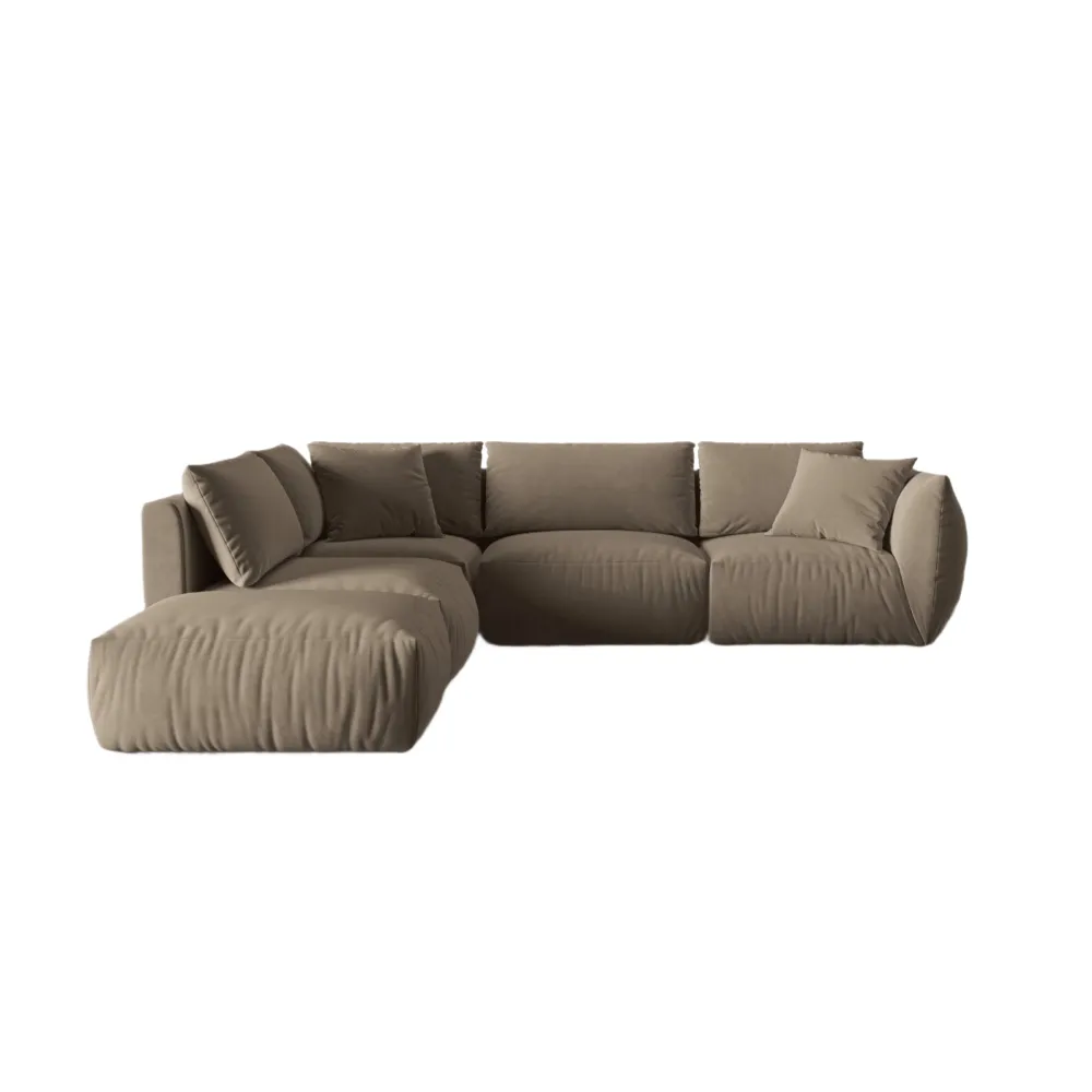 Modulares Samtsofa für 4 Personen, linksseitig CHRIS hellbraun