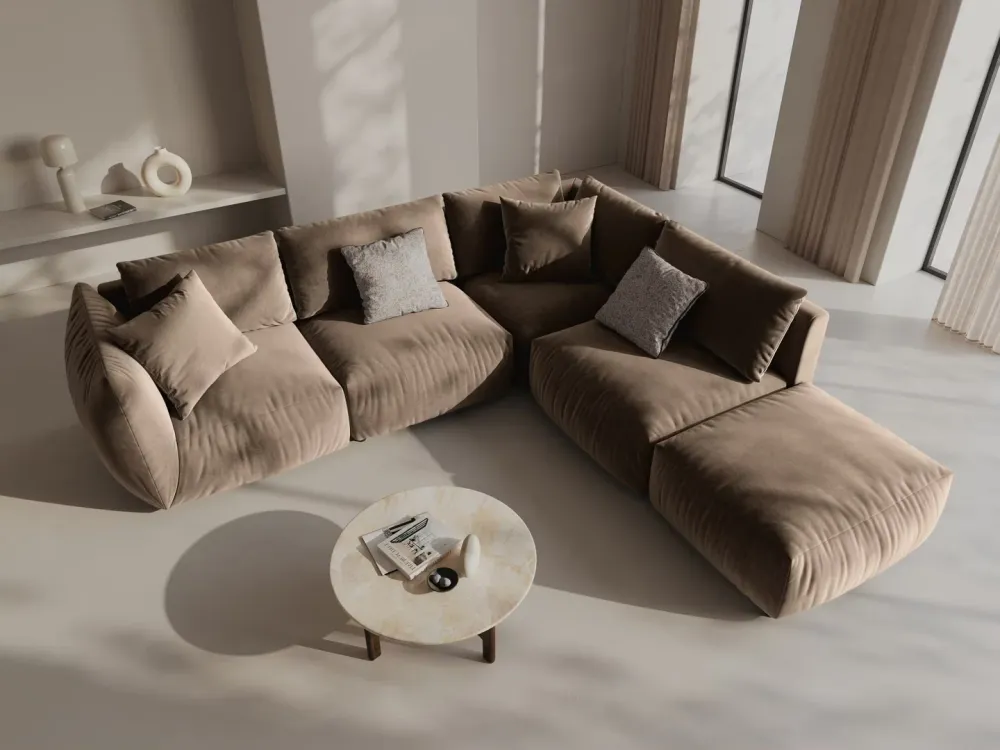 Modulares Samtsofa für 4 Personen, linksseitig CHRIS hellbraun