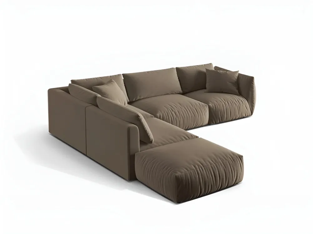 Modulares Samtsofa für 4 Personen, linksseitig CHRIS hellbraun