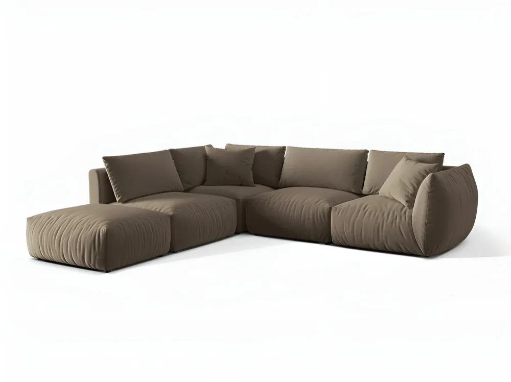 Modulares Samtsofa für 4 Personen, linksseitig CHRIS hellbraun