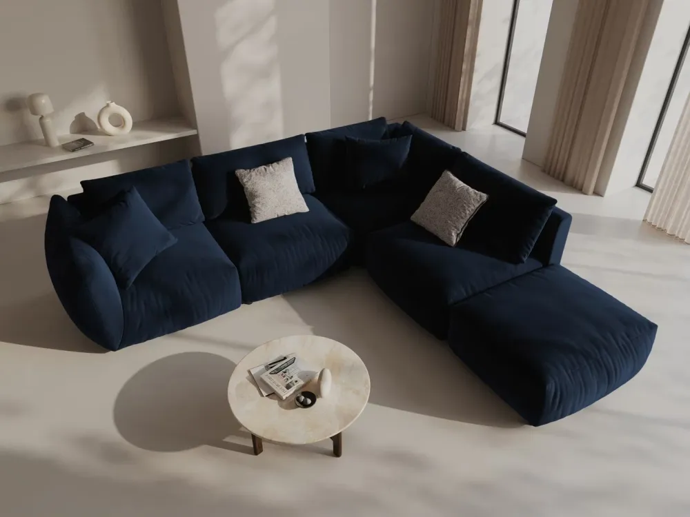 Modulares Samtsofa für 4 Personen, linksseitig, CHRIS königsblau