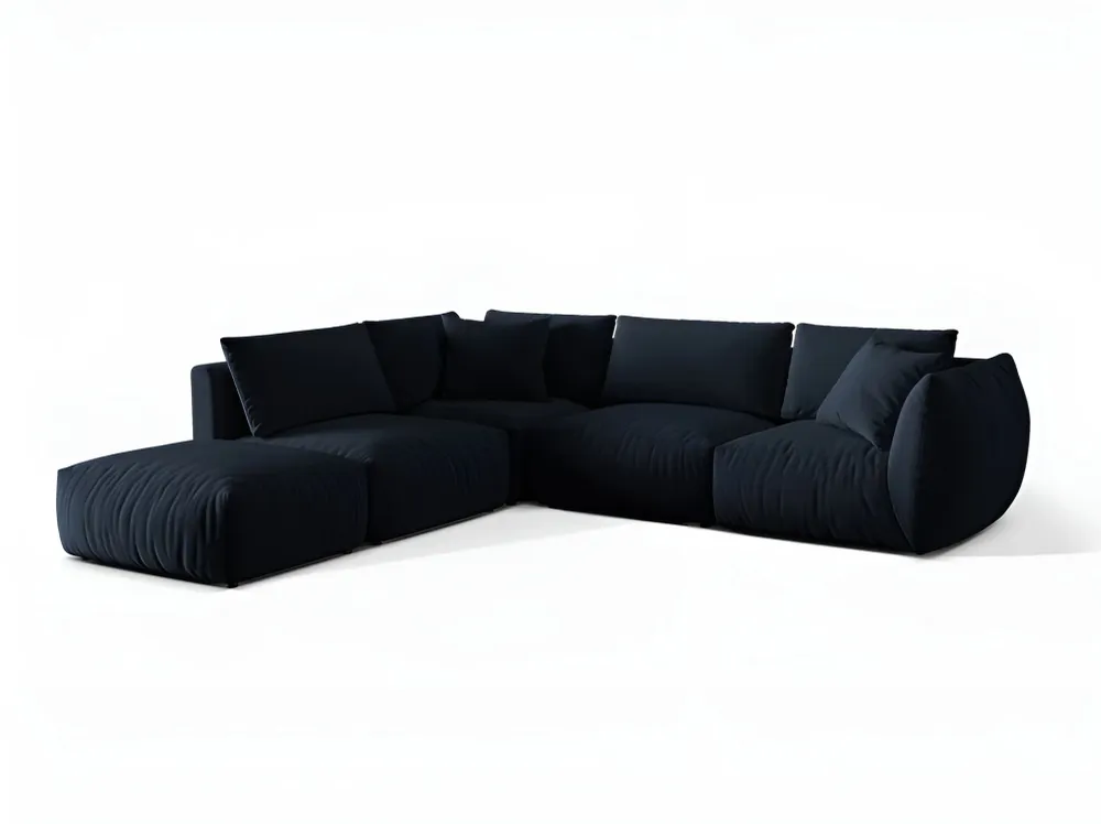 Modulares Samtsofa für 4 Personen, linksseitig, CHRIS königsblau