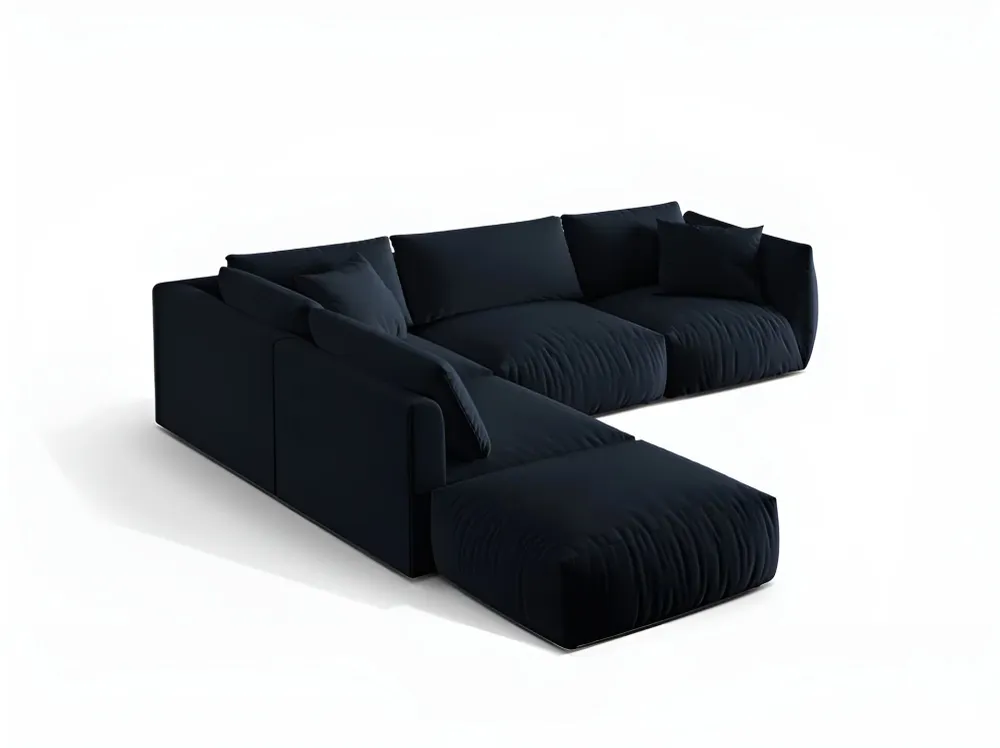 Modulares Samtsofa für 4 Personen, linksseitig, CHRIS königsblau