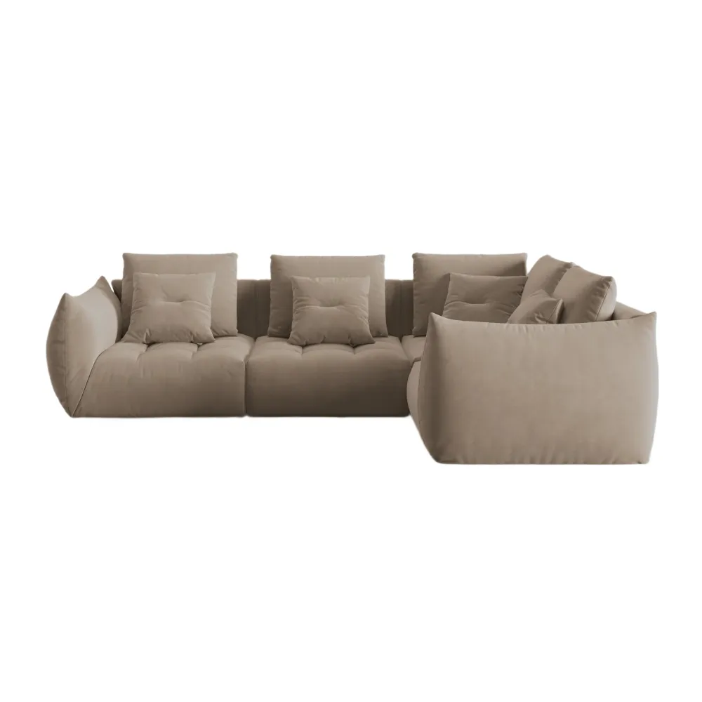 Modulares Samtsofa für 3 Personen rechtsseitig BLOOM hellbraun