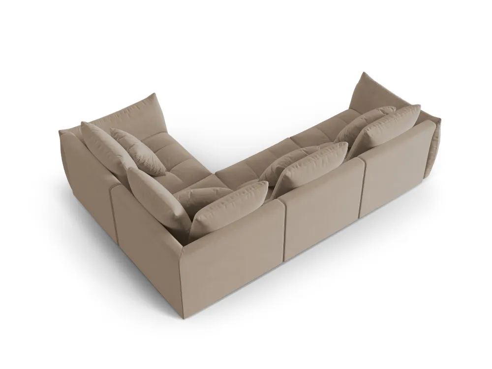 Modulares Samtsofa für 3 Personen rechtsseitig BLOOM hellbraun