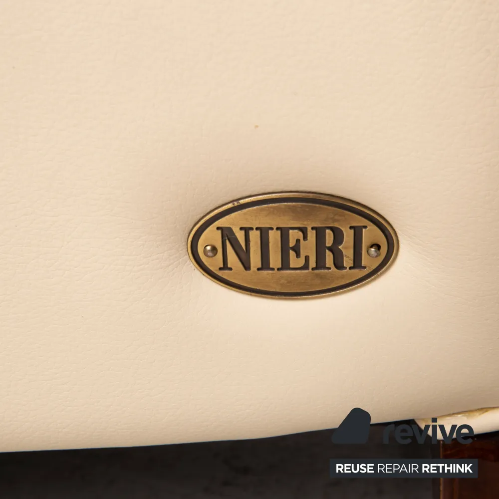 Nieri Leder Sessel Creme Holz