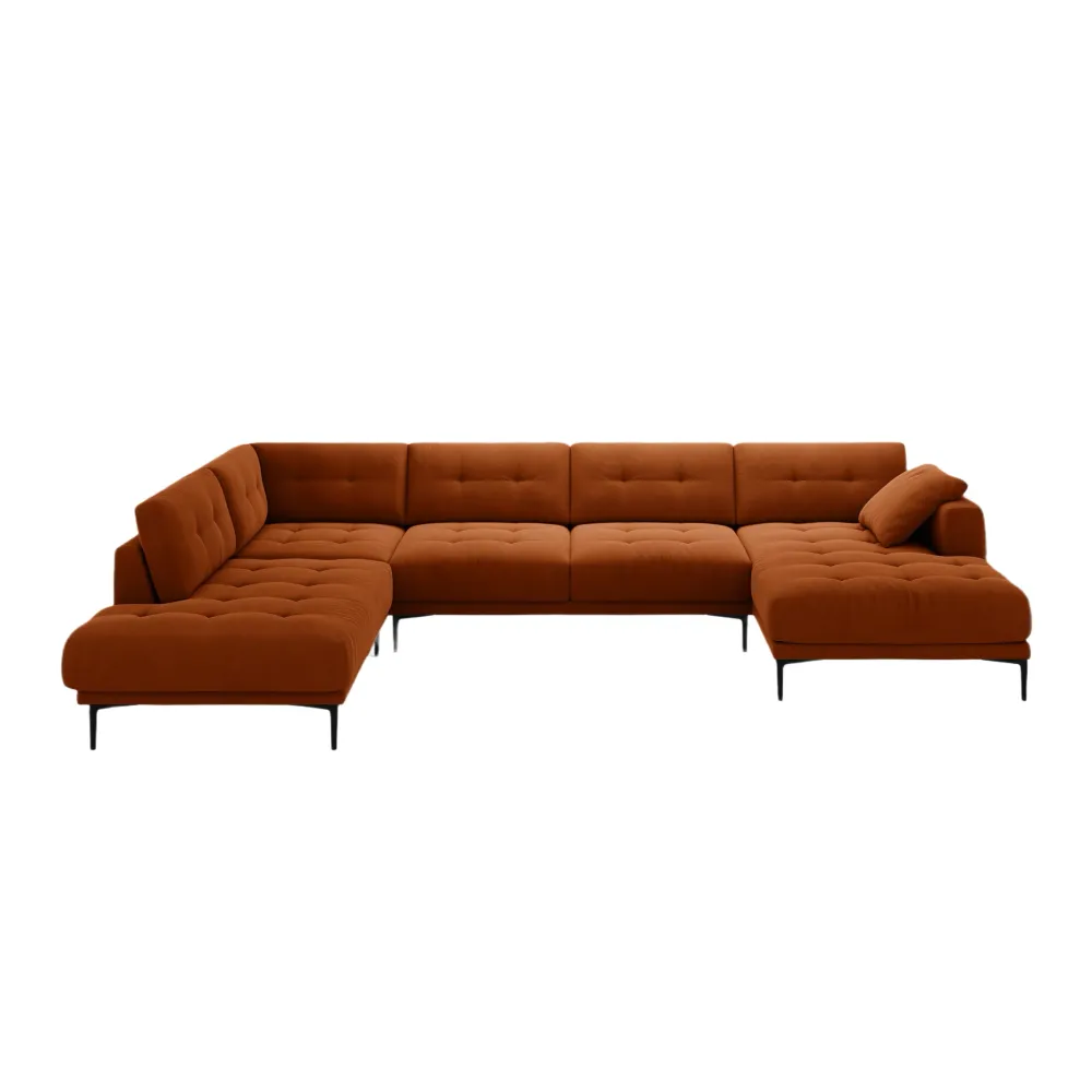 Panoramabank linksseitig aus Samt BEMY terracotta