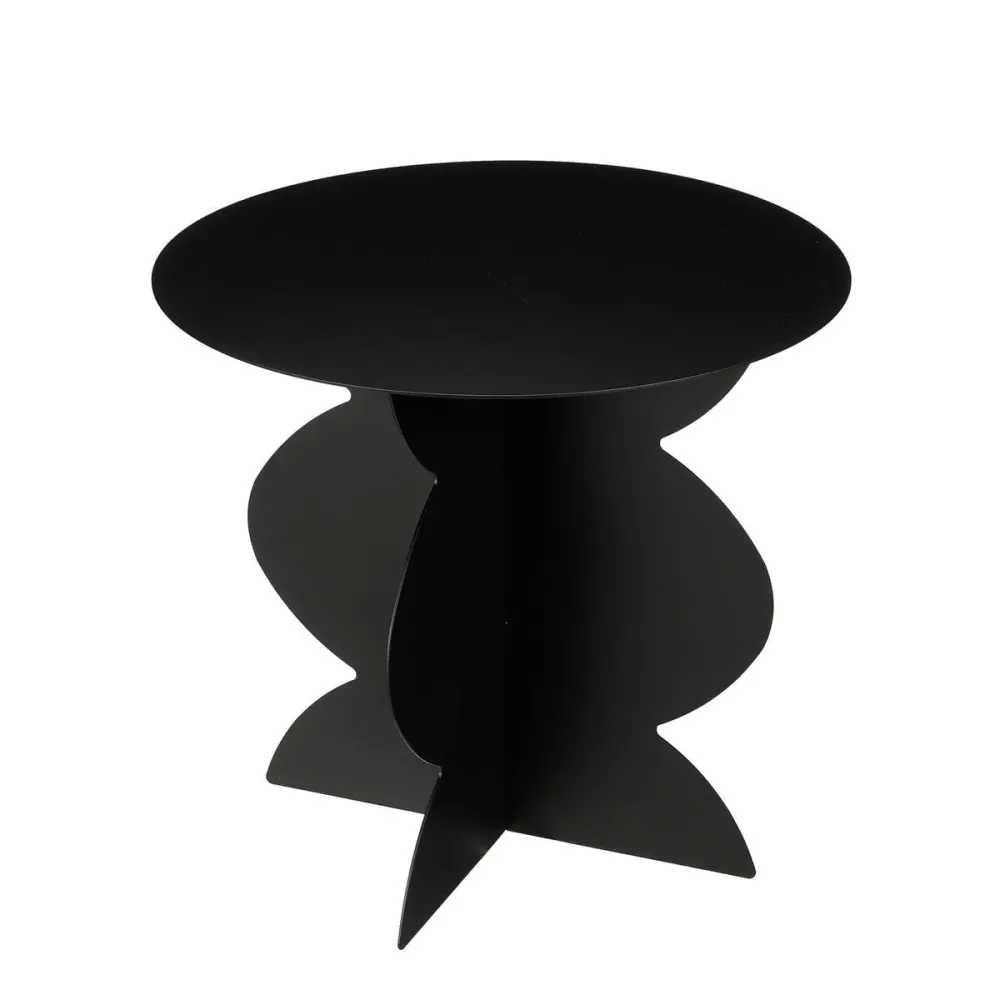 Rafi Beistelltisch Rund Schwarz – Moderner Metall-Seitentisch aus Eisen Ø45 cm