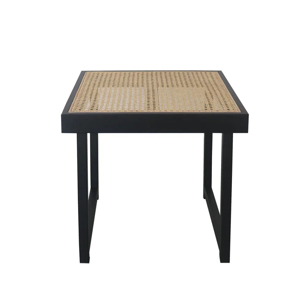 Rattan-Beistelltisch – Maeva – Schwarz/Naturrattan – 45×45×43cm