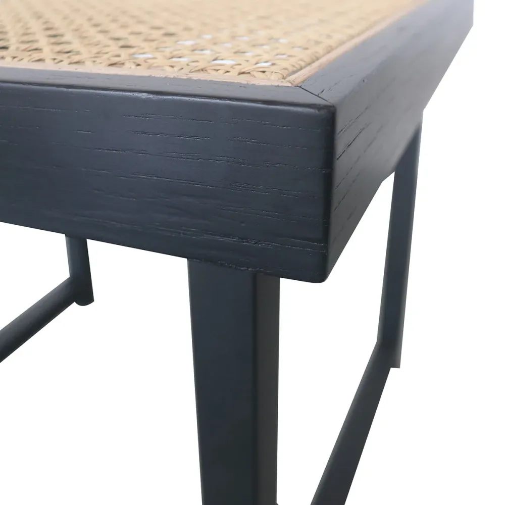 Rattan-Beistelltisch – Maeva – Schwarz/Naturrattan – 45×45×43cm
