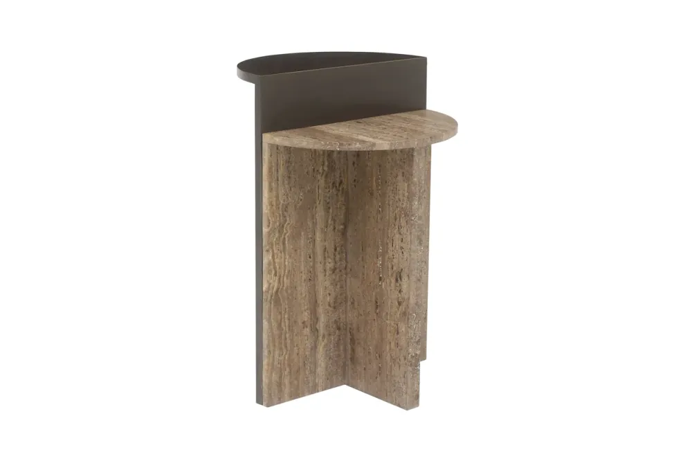 Richmond Interiors runder Travertin-Beistelltisch Russo braun | ø 40 cm
