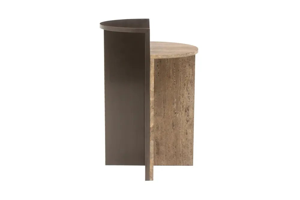 Richmond Interiors runder Travertin-Beistelltisch Russo braun | ø 40 cm