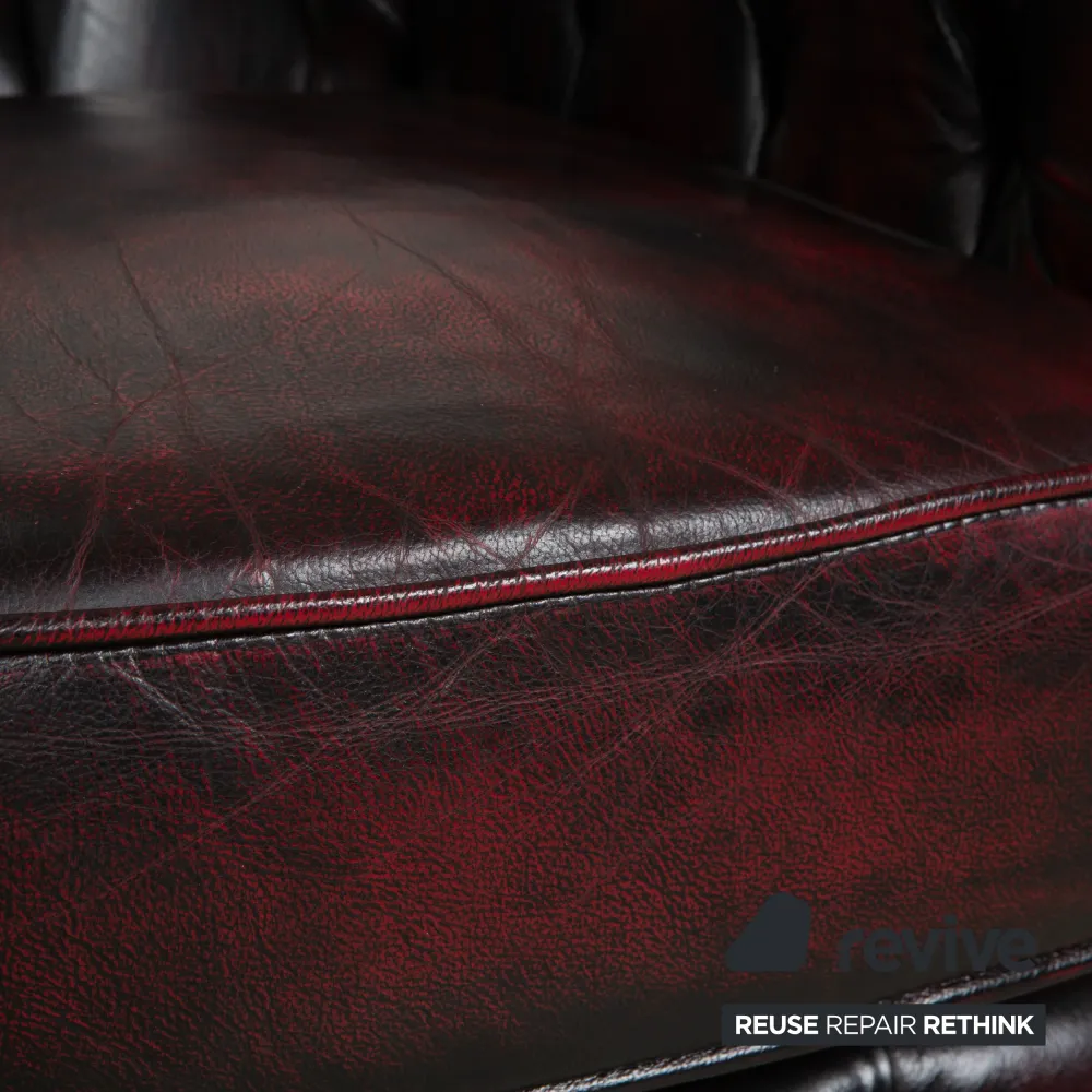Rochester Chesterfield Leder Sessel Rot Braun Vintage