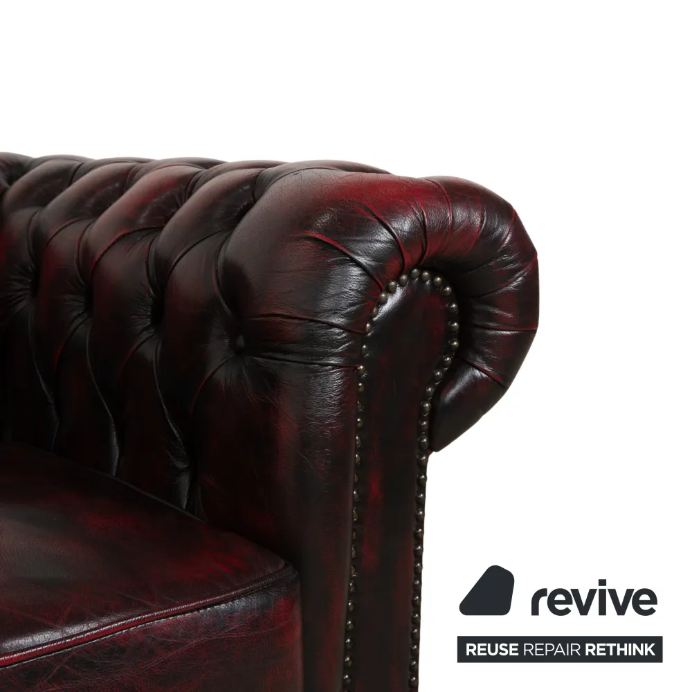 Rochester Chesterfield Leder Sessel Rot Braun Vintage
