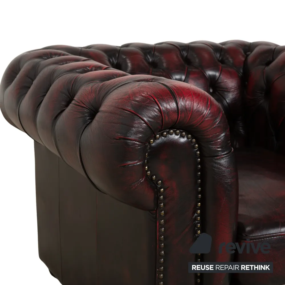 Rochester Chesterfield Leder Sessel Rot Braun Vintage