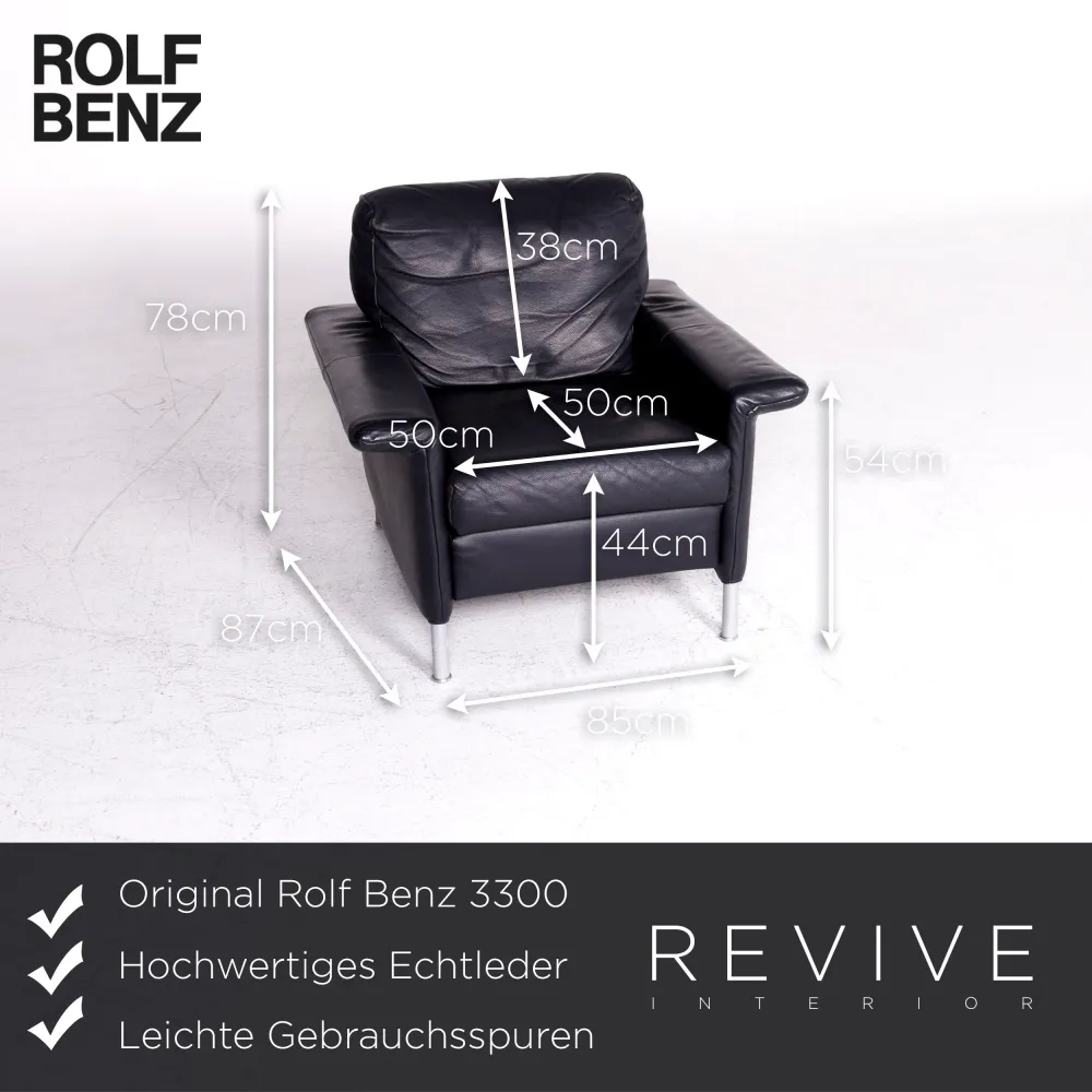 Rolf Benz 3300 Leder Sessel Garnitur Dunkelblau Sessel #8961