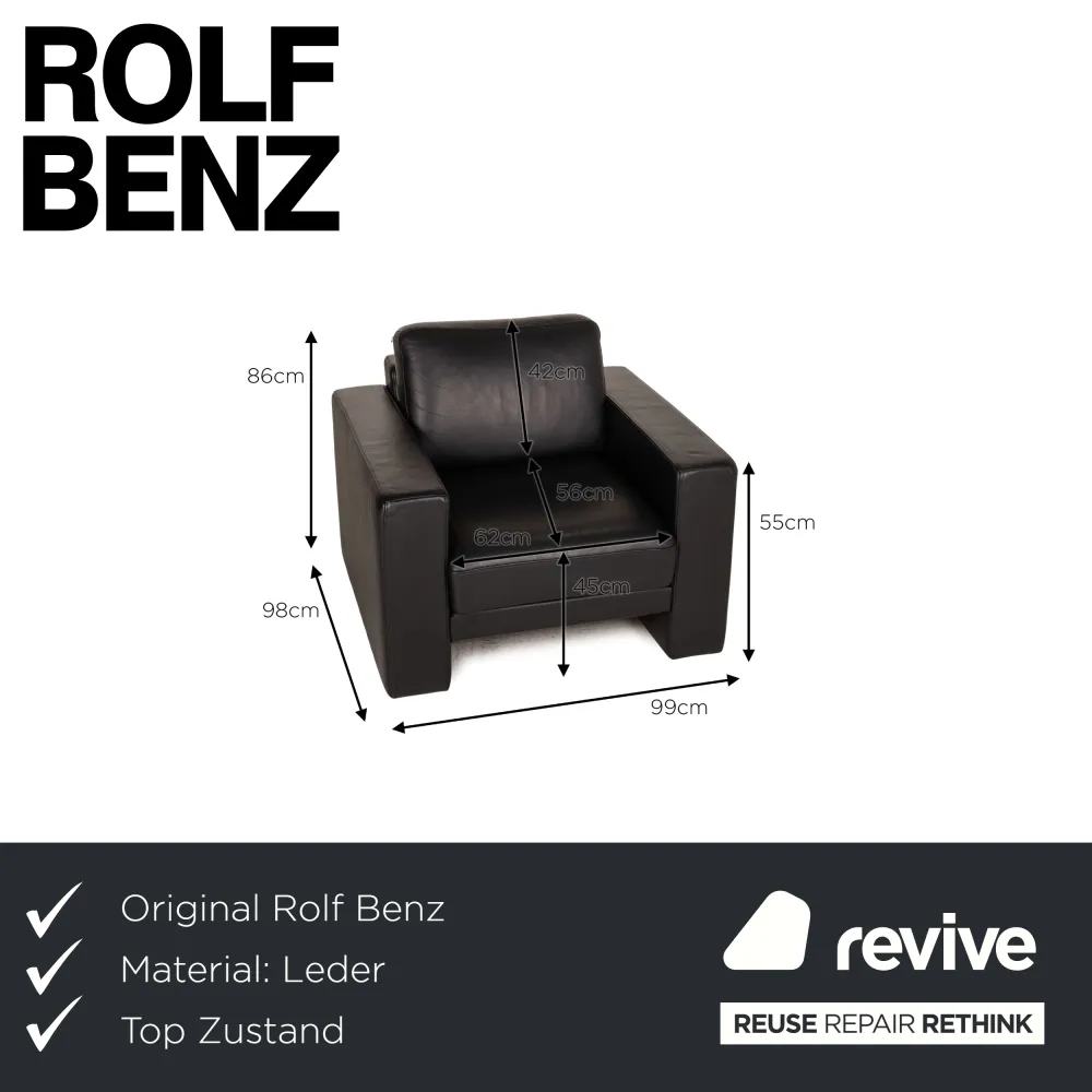 Rolf Benz Ego Leder Sessel Schwarz