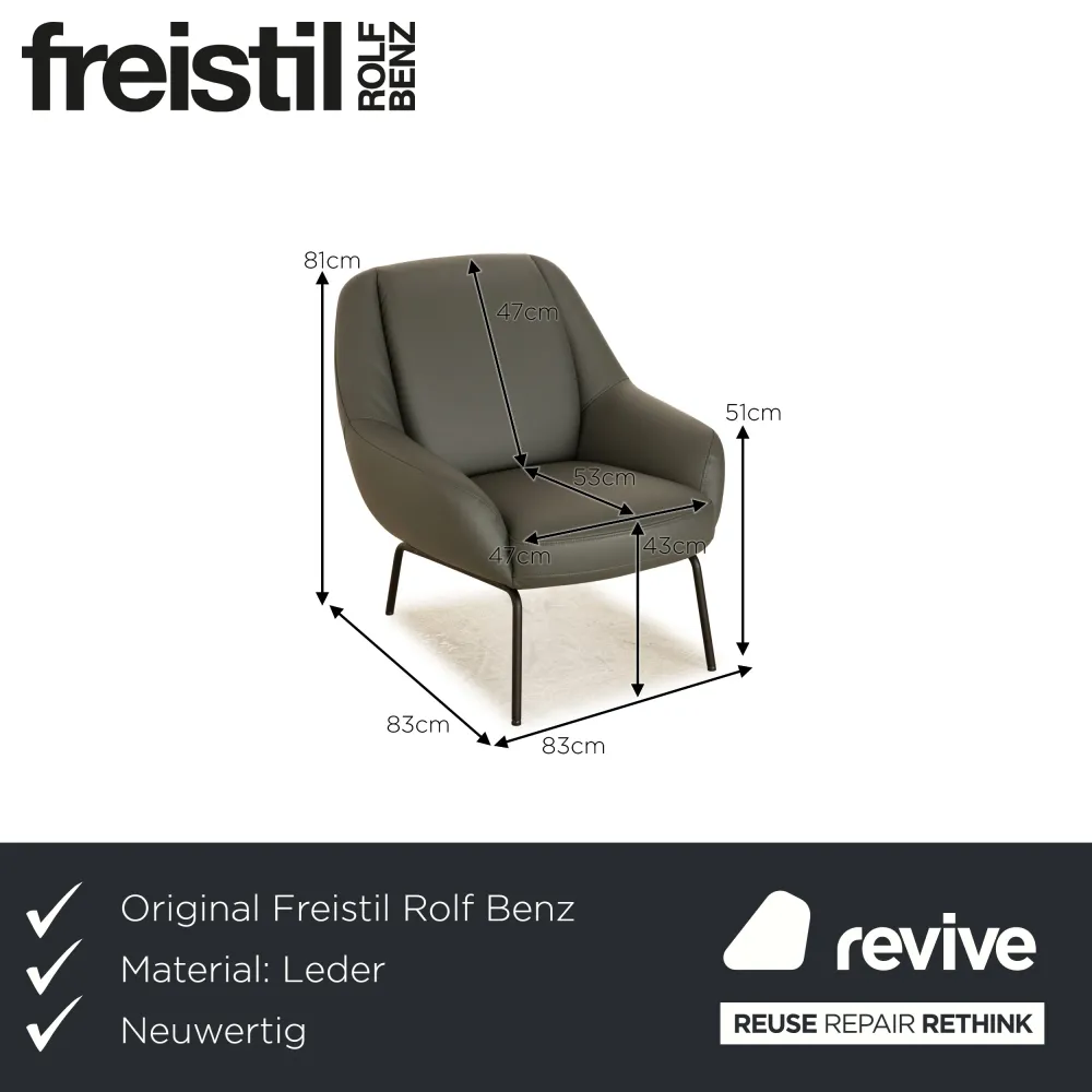Rolf Benz Freistil 138 Leder Sessel Grau