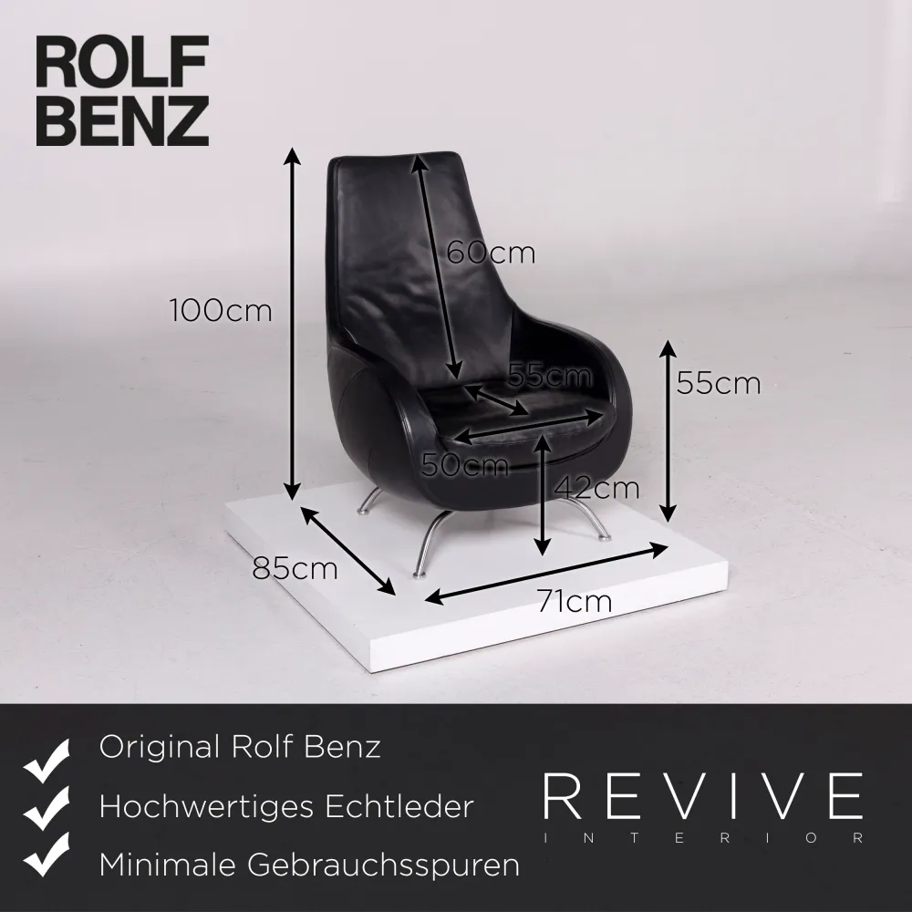 Rolf Benz Leder Sessel Garnitur Schwarz 2x Sessel #11664