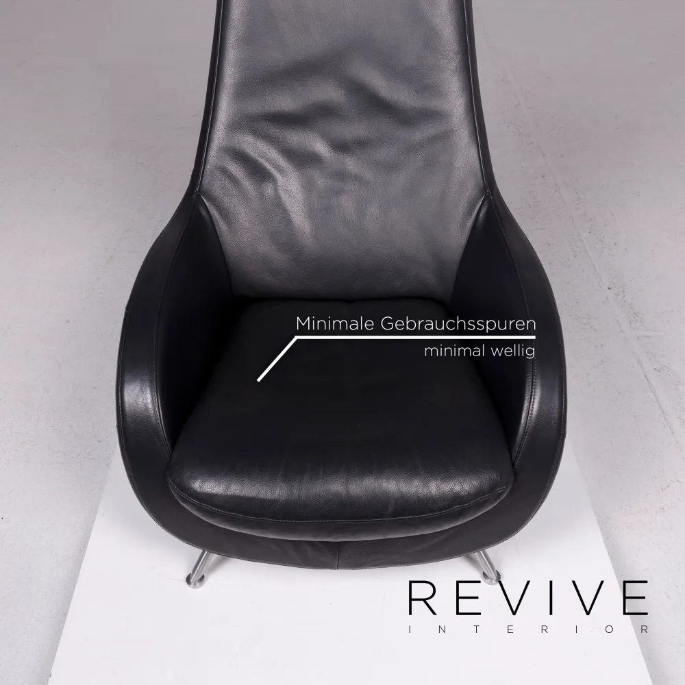 Rolf Benz Leder Sessel Garnitur Schwarz 2x Sessel #11664