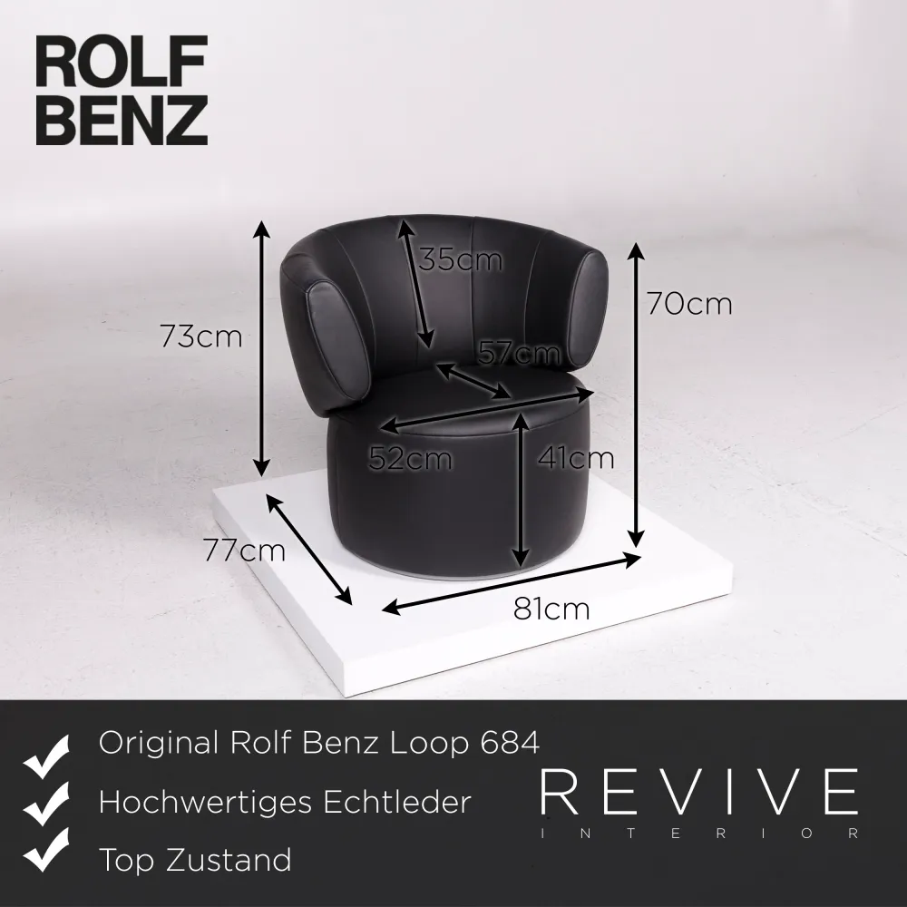 Rolf Benz Loop 684 Leder Sessel Schwarz #12116