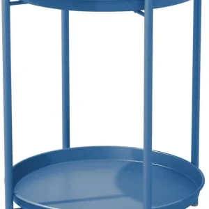Runder Beistelltisch Metall 2 Ebenen 45x45x53cm Blau