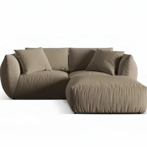 Samt-Ecksofa links CHRIS hellbraun