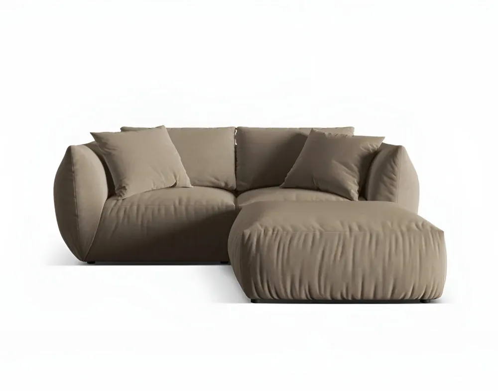 Samt-Ecksofa links CHRIS hellbraun