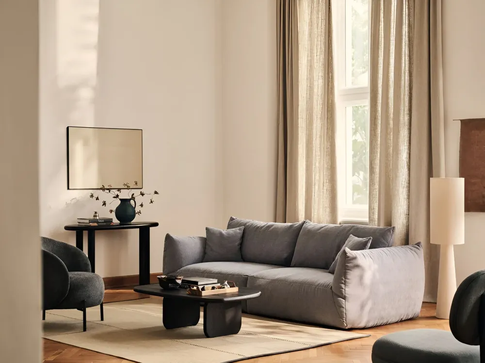 Samt-Ecksofa links CHRIS hellbraun