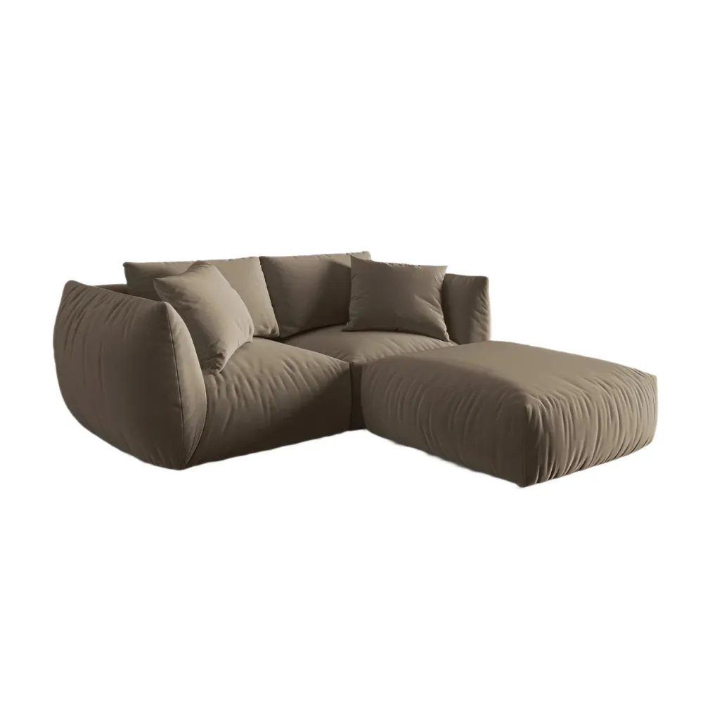 Samt-Ecksofa links CHRIS hellbraun