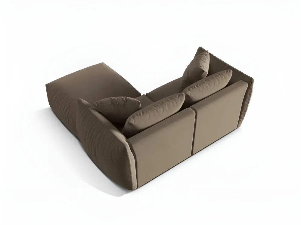 Samt-Ecksofa links CHRIS hellbraun