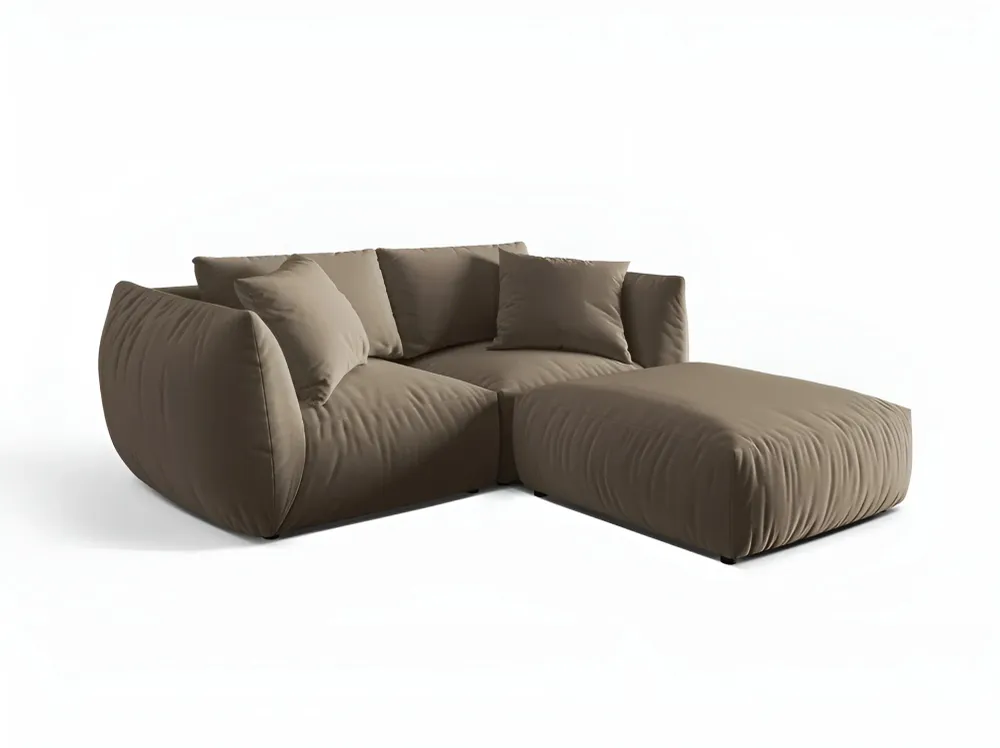 Samt-Ecksofa links CHRIS hellbraun