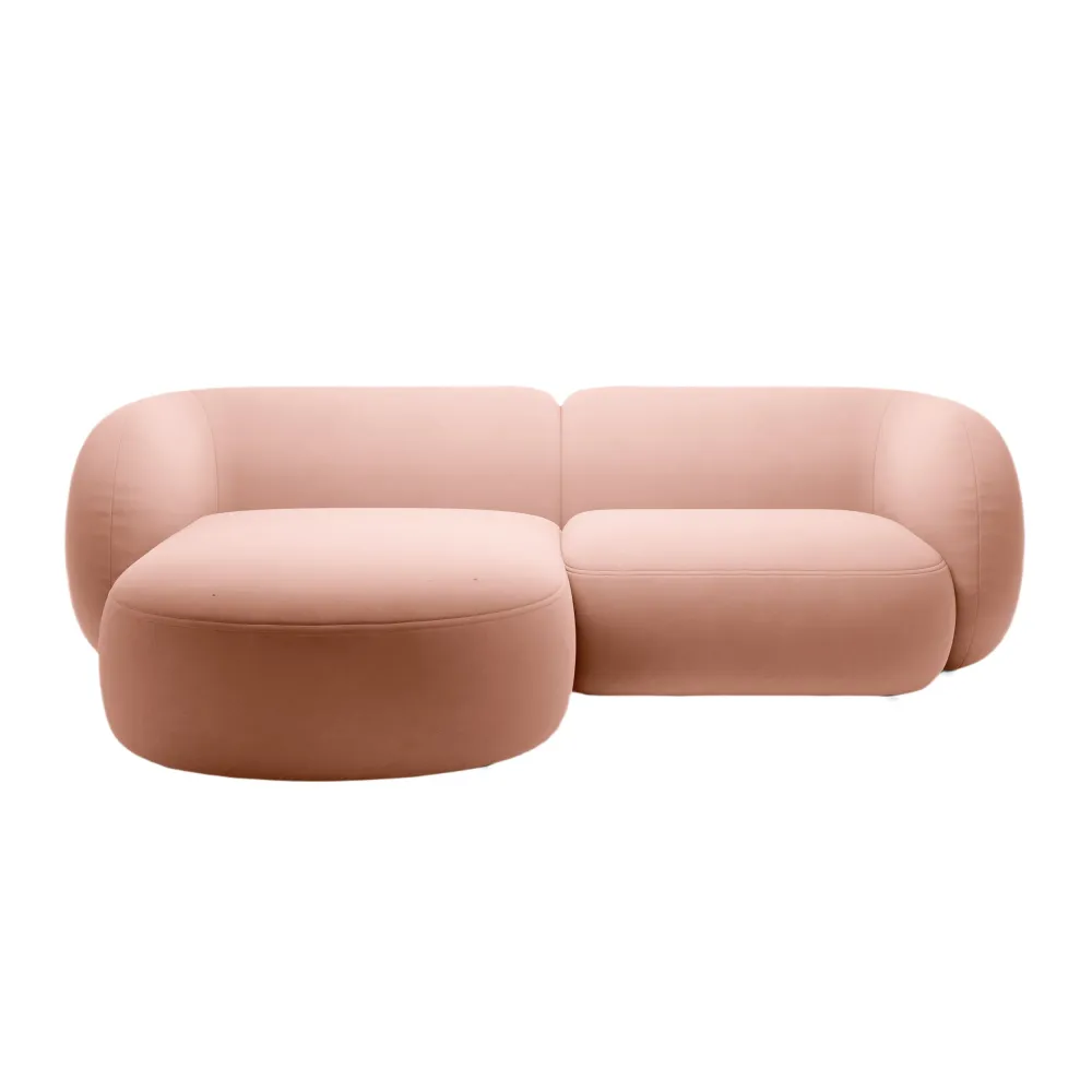 Samt-Ecksofa linksseitig 2-sitzig KATE rosa