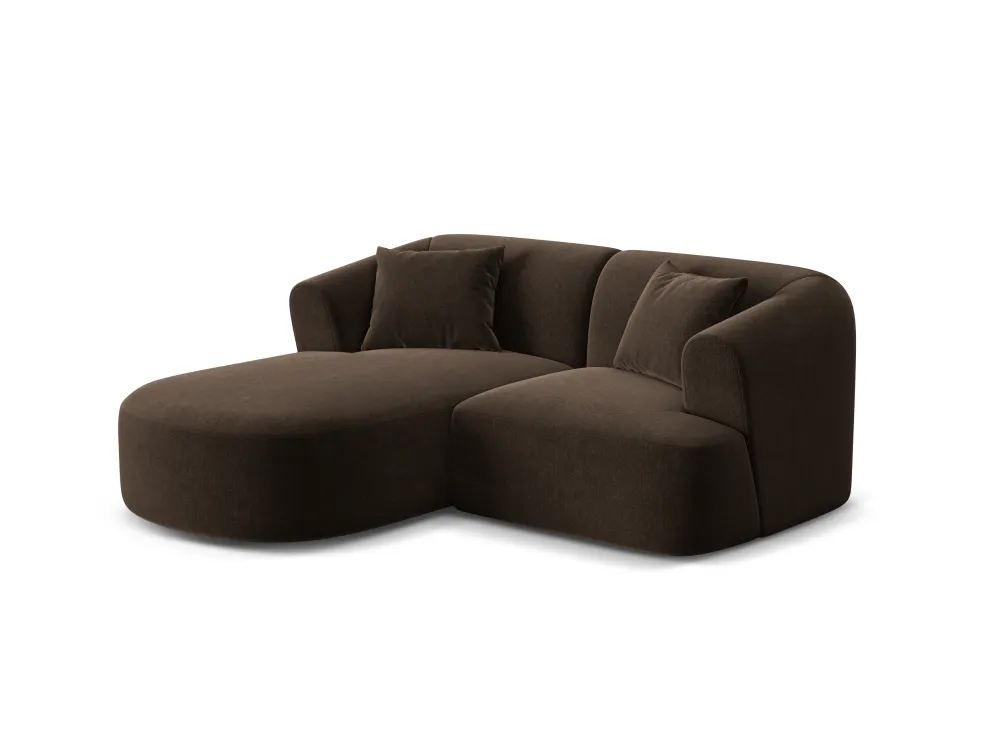 Samt-Ecksofa linksseitig 3-sitzig CAMPI schokoladenbraun