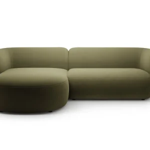 Samt-Ecksofa linksseitig 3-sitzig KATE grün