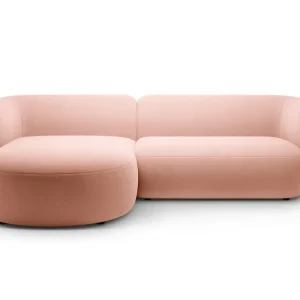 Samt-Ecksofa linksseitig 3-sitzig KATE rosa