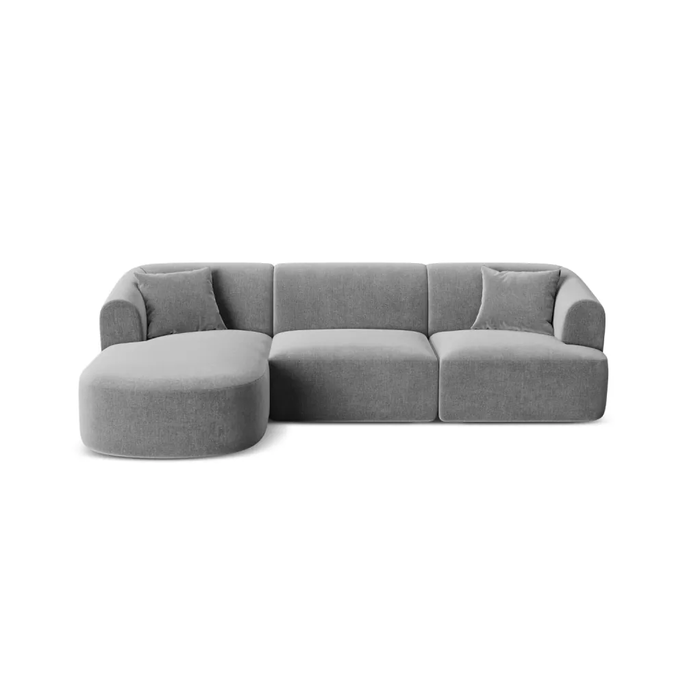 Samt-Ecksofa linksseitig für 4 Personen CAMPI grau