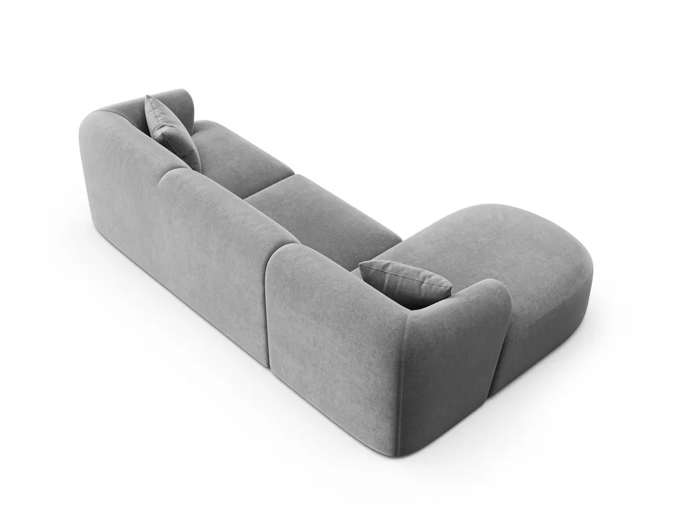 Samt-Ecksofa linksseitig für 4 Personen CAMPI grau