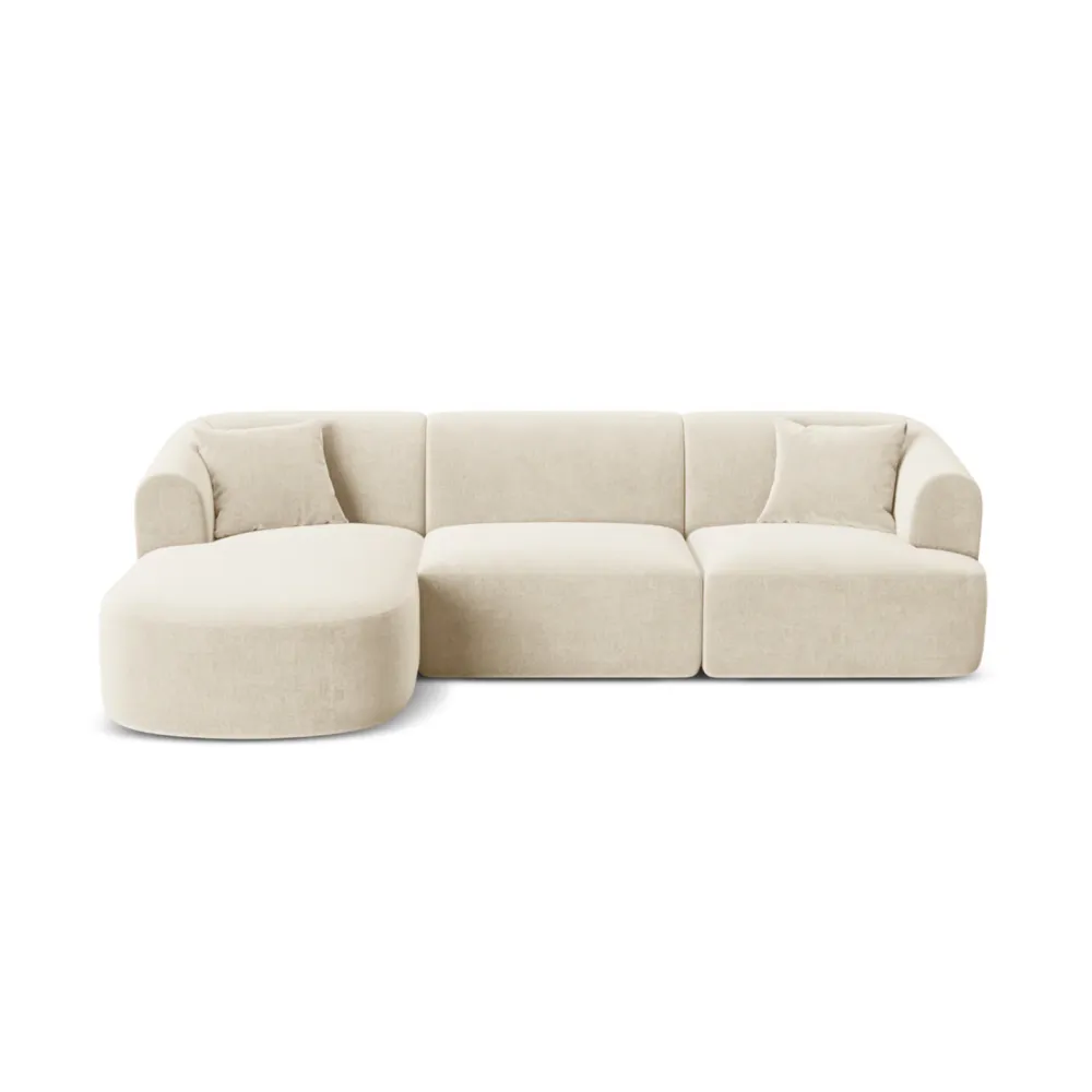 Samt-Ecksofa linksseitig für 4 Personen CAMPI hellbeige
