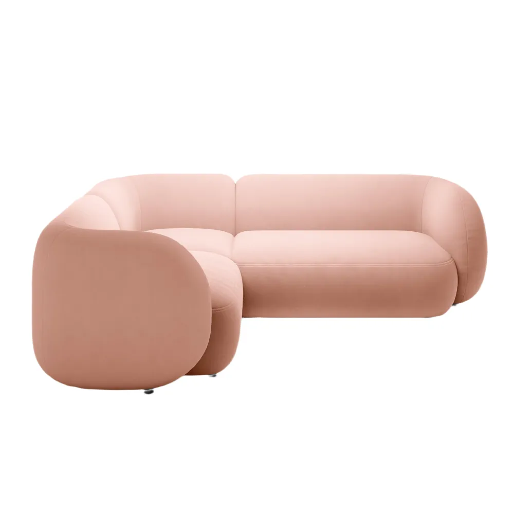 Samt-Ecksofa linksseitig für 4 Personen KATE rosa